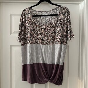 Maurice’s Floral and Striped Color-block Top